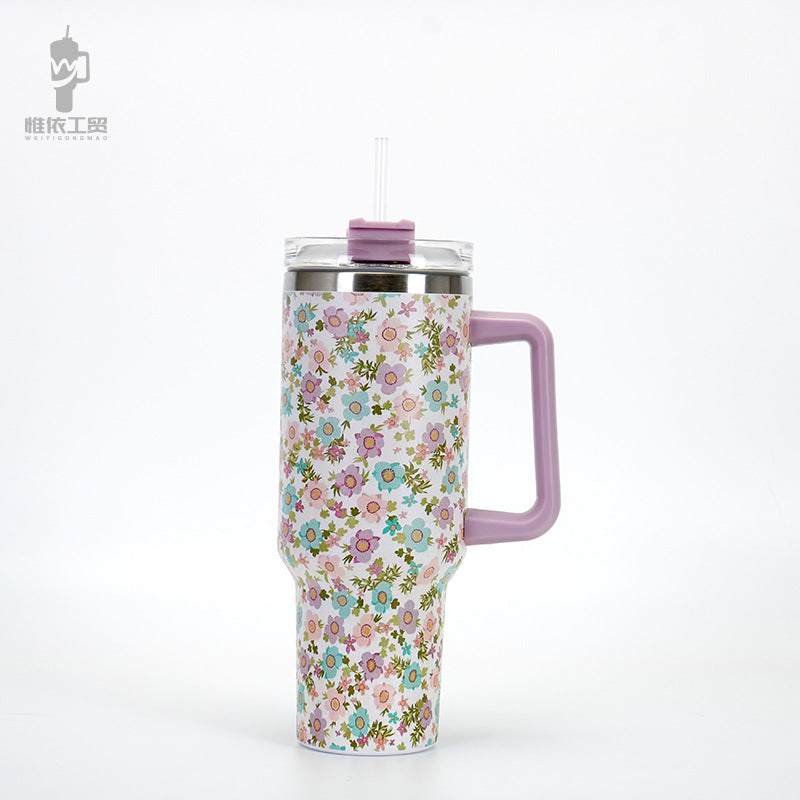 Wholesale 40oz Stainless Steel Western Style Aztec Leopard Print Car Straw Cup Ice Bullies Cup